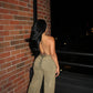 Olive Hourglass Backless Jumpsuit W/Headband