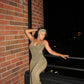 Olive Hourglass Backless Jumpsuit W/Headband