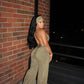 Olive Hourglass Backless Jumpsuit W/Headband